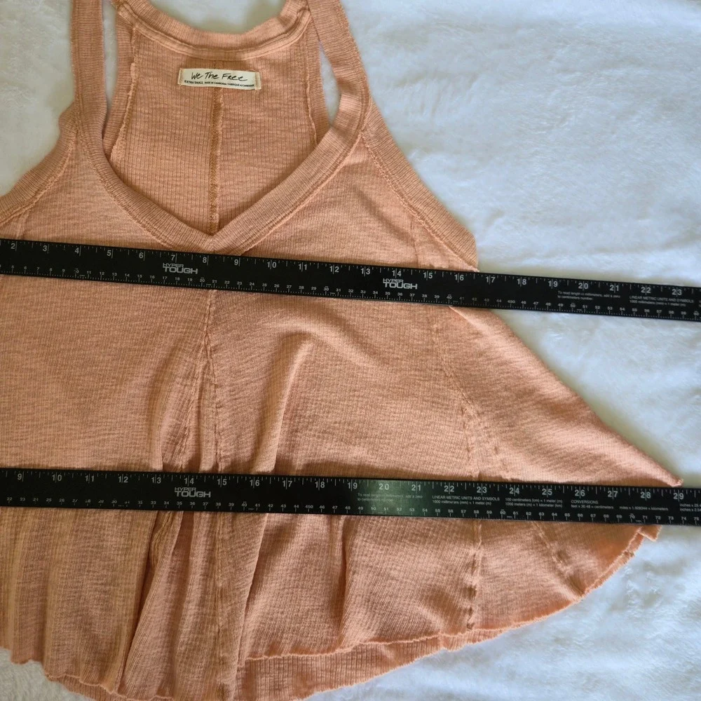 Free People We The Free Dusted Peach Waffle Knit V-Neck Tank Top XS New‎
